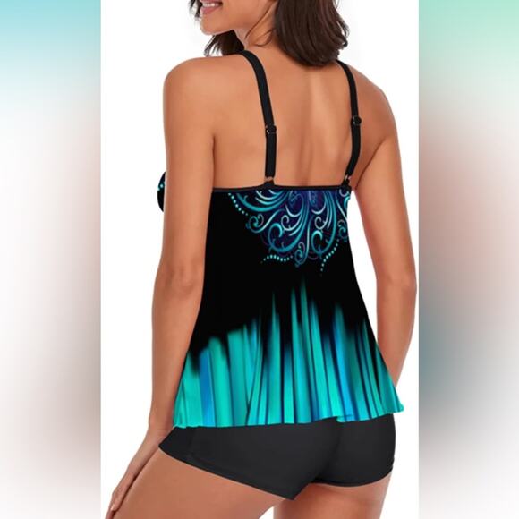 2025 Tankini Swimsuits Tummy Control Flowy Swimwear 2 Piece Bathing suit XXL - Picture 3 of 3